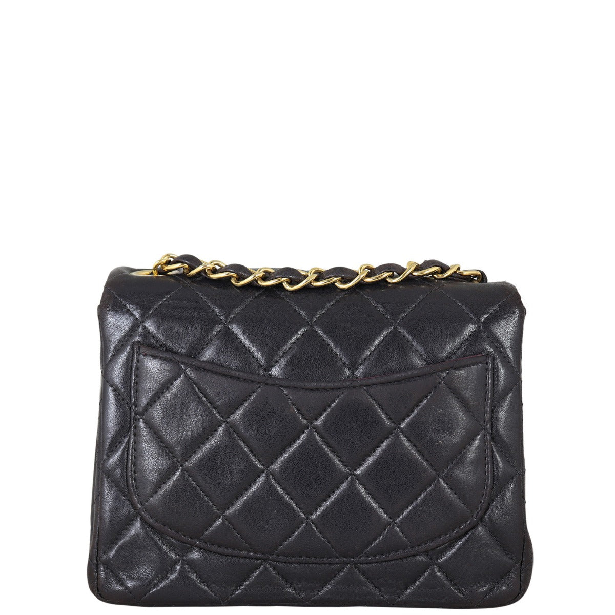Chanel Classic Flap Square Lambskin Handbag Quilted Black Mini Bag