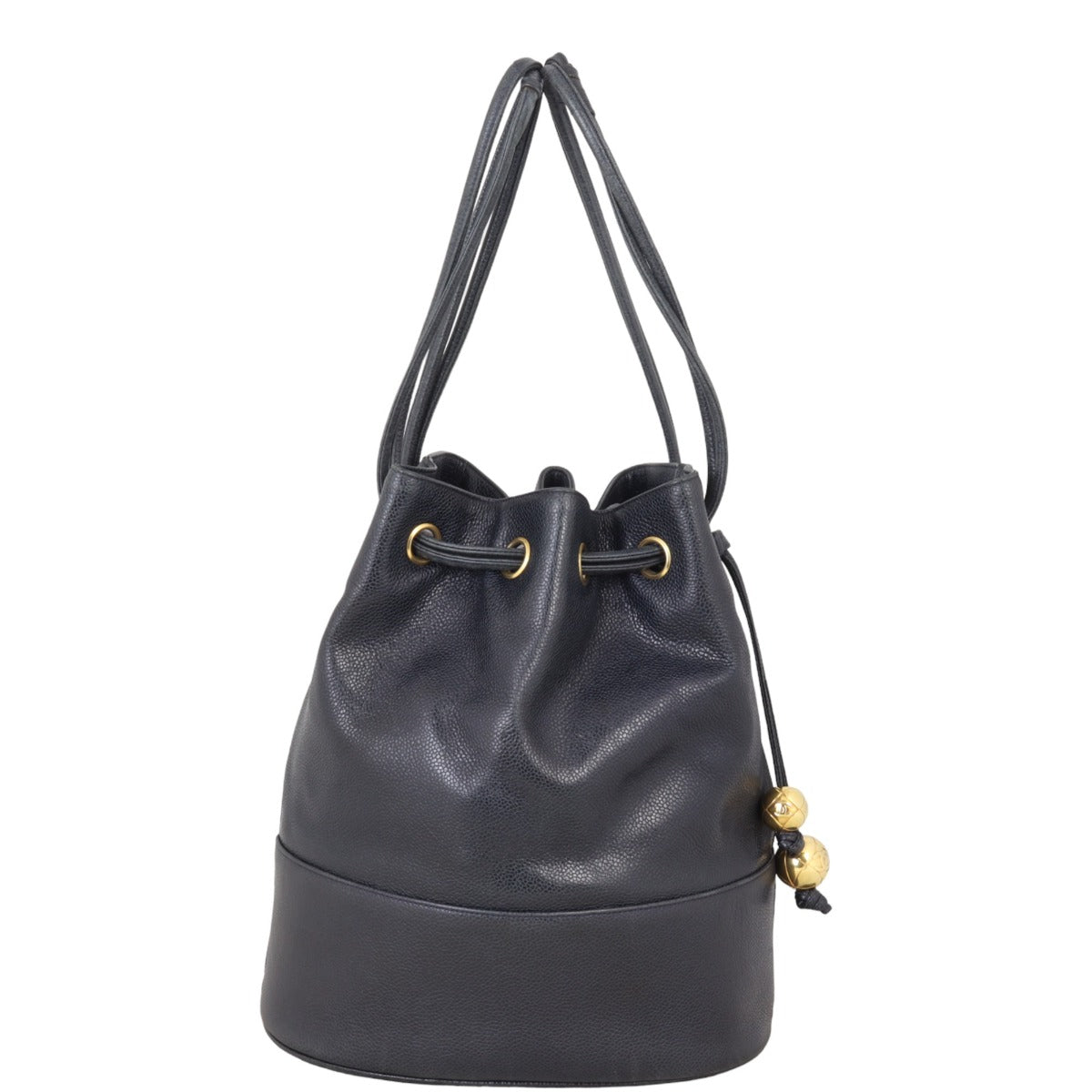 Chanel CC Drawstring Bag Black Bucket Jewelry