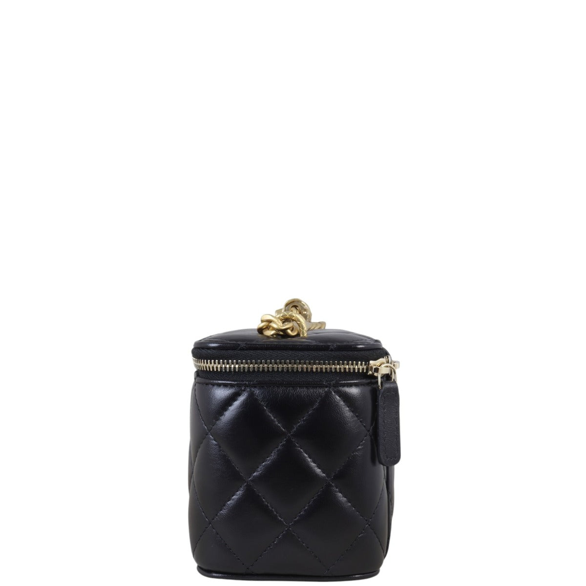 Chanel Vanity Case with Chain Handbag Quilted Black Mini Bag