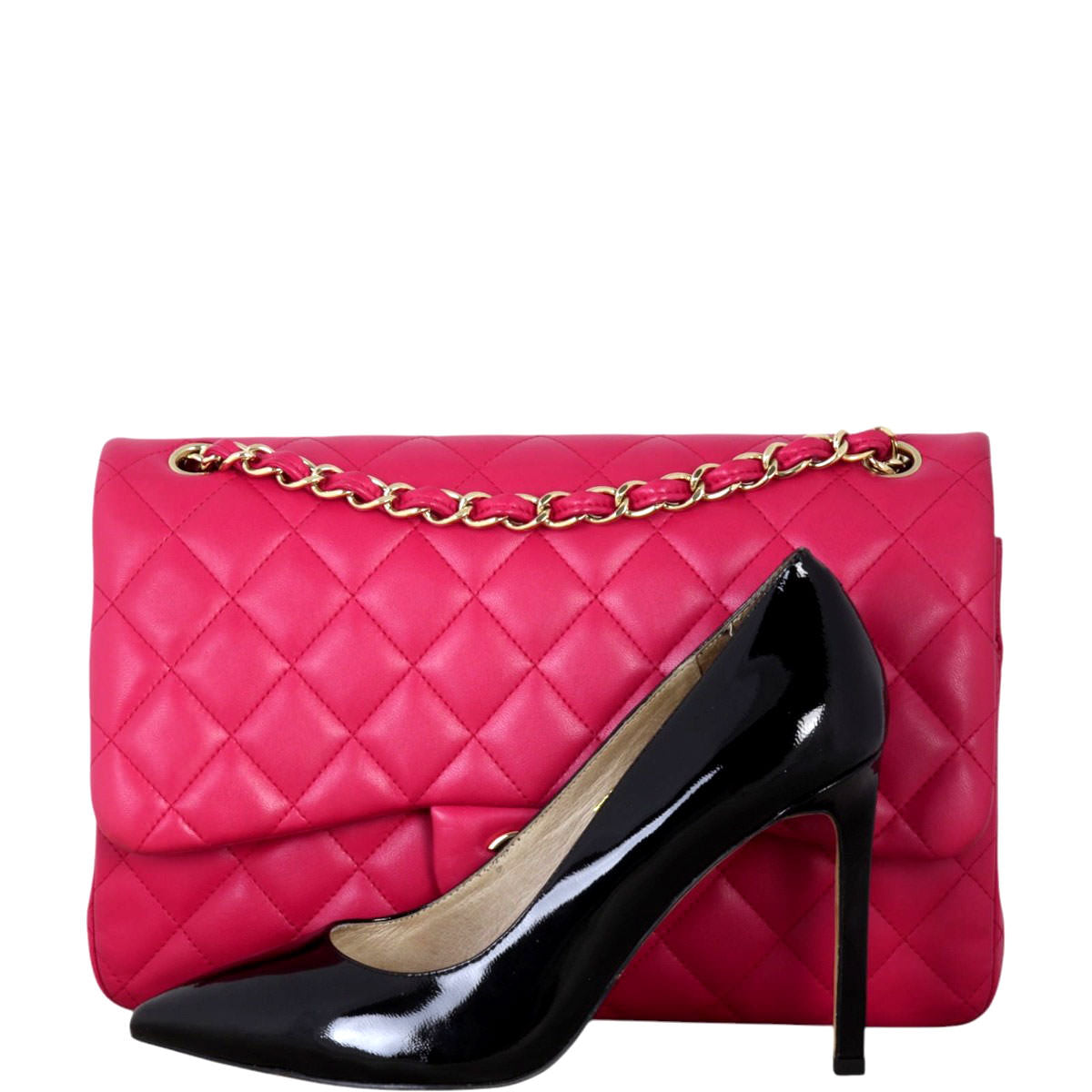 Chanel Classic Double Jumbo Handbag Quilted Pink Crossbody Bag