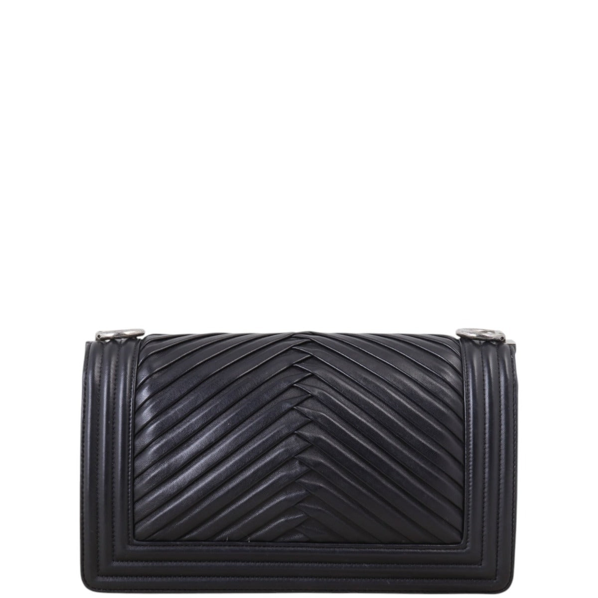 Chanel Boy Old Pleated Handbag Black Medium Crossbody Bag