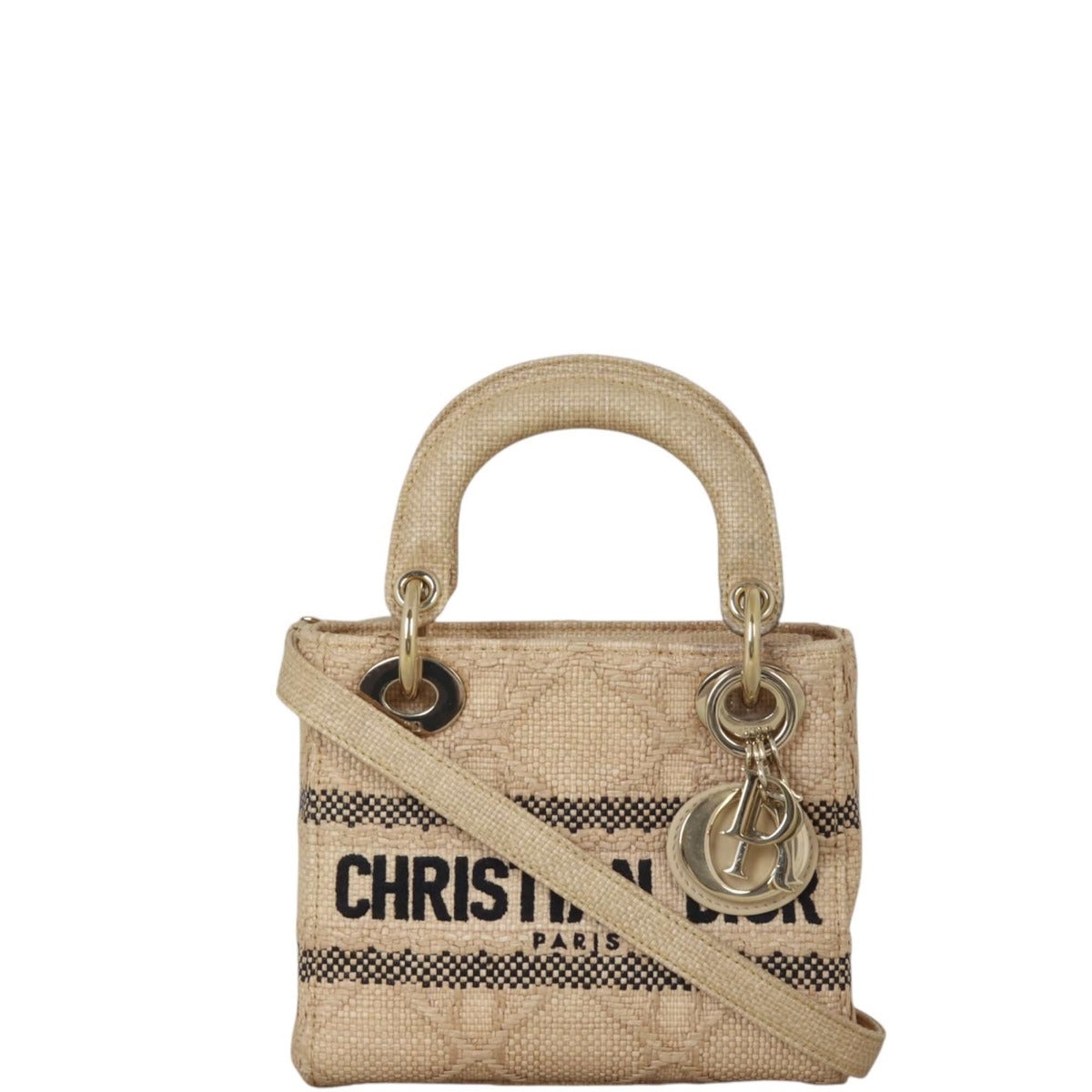 Dior Crossbody Bag Lady D-Lite Raffia Mini Small