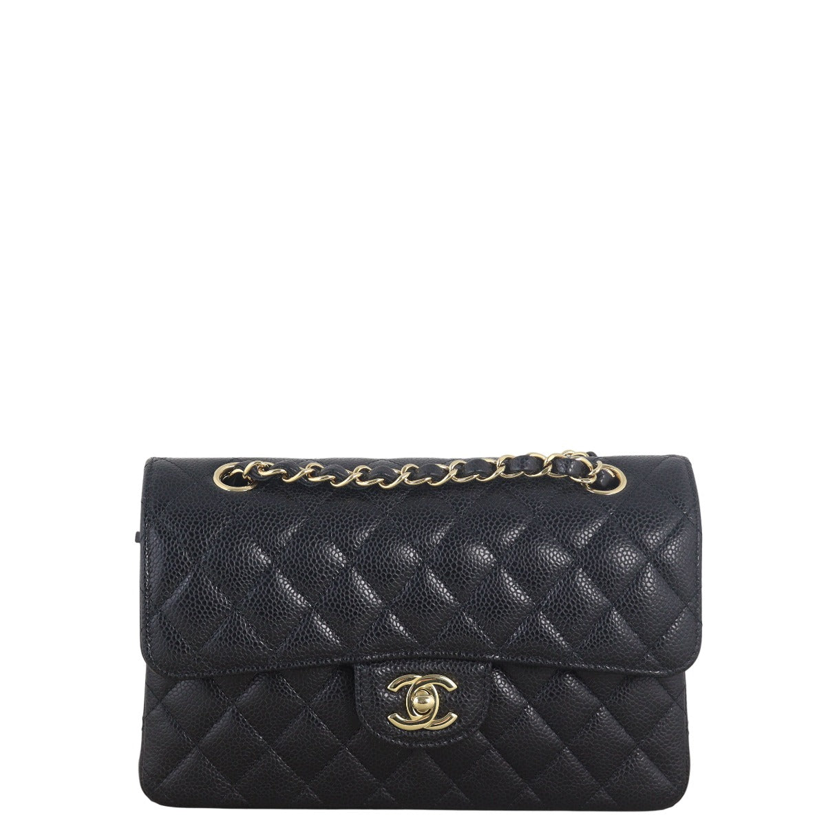 Chanel Classic Double Flap Caviar Handbag Quilted Black Crossbody Bag Small 11072025