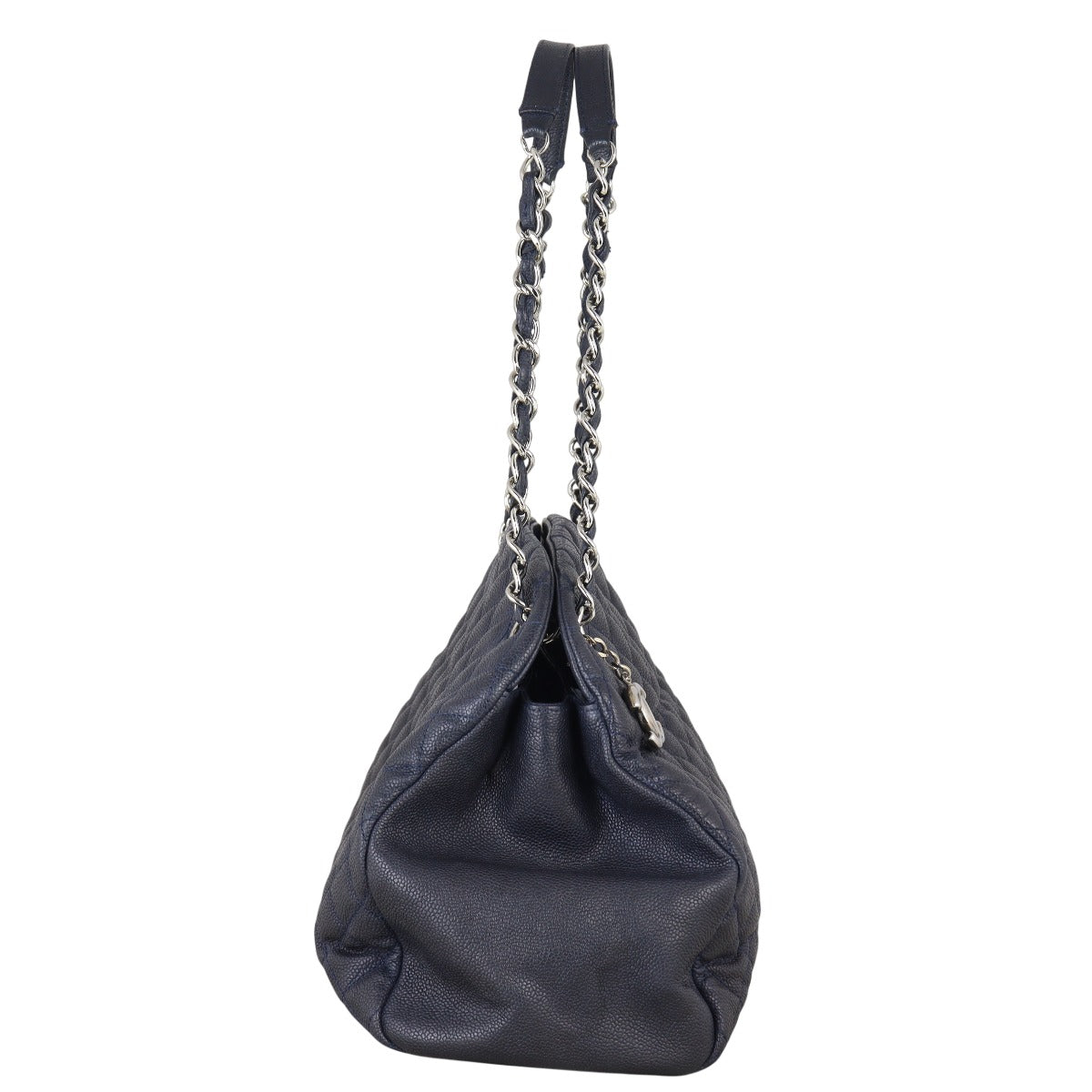 Chanel Just Mademoiselle Bowler Bag Quilted Blue Shoulder Bag
