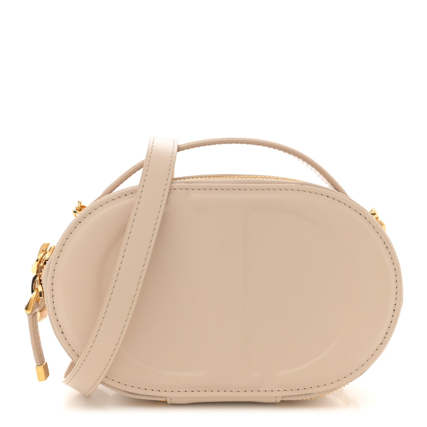 Dior Handbag Christian Calfskin CD Signature Oval Crossbody Camera Leather Beige Crossbody Bag