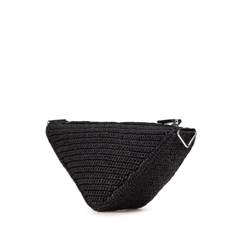 Prada Triangle Crochet Shoulder Bag Raffia