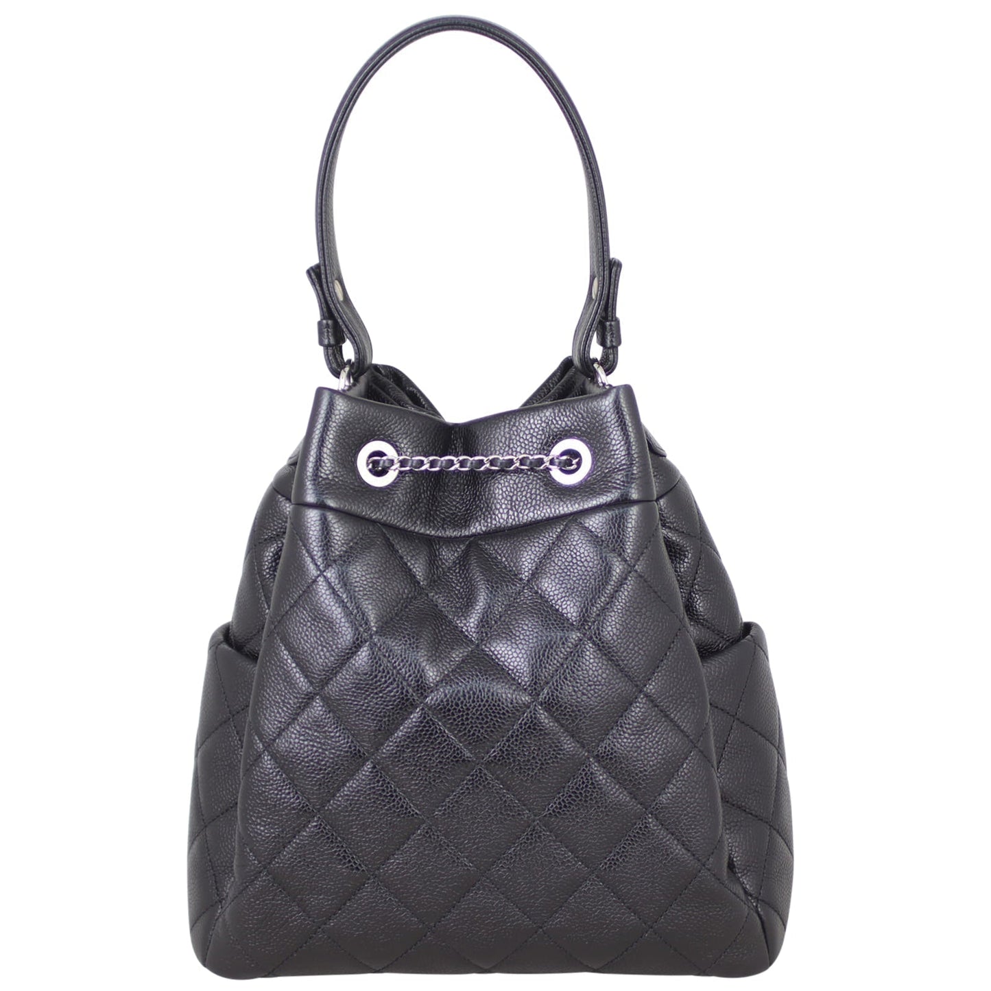 Chanel CC Drawstring Bag Soft Quilted Black Jewelry