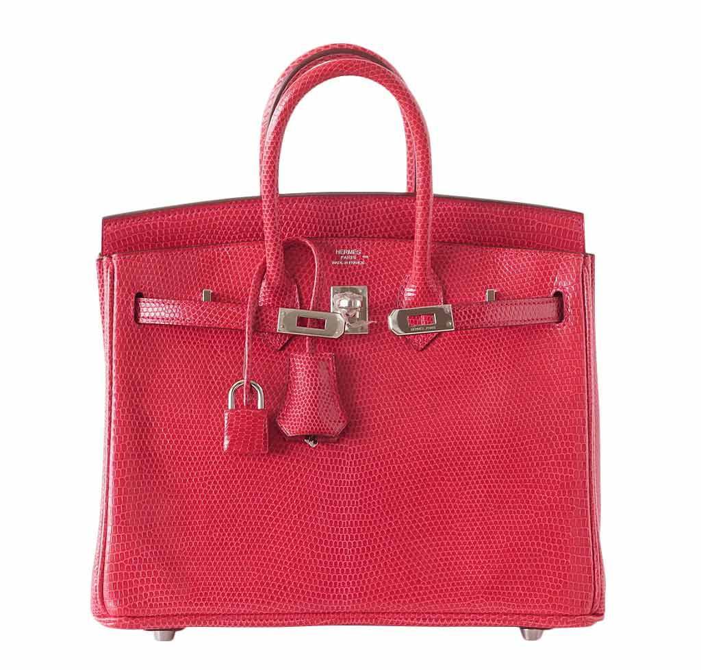 Hermes Birkin Rouge Exotic Lizard Bag Travel Bag