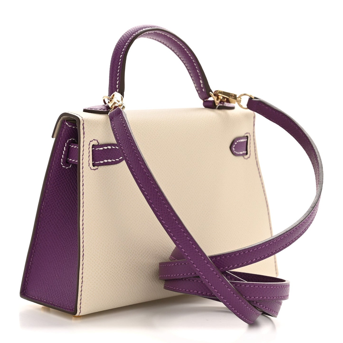 Hermes Epsom Horseshoe Kelly Sellier Craie Anemone Handbag Mini Shoes
