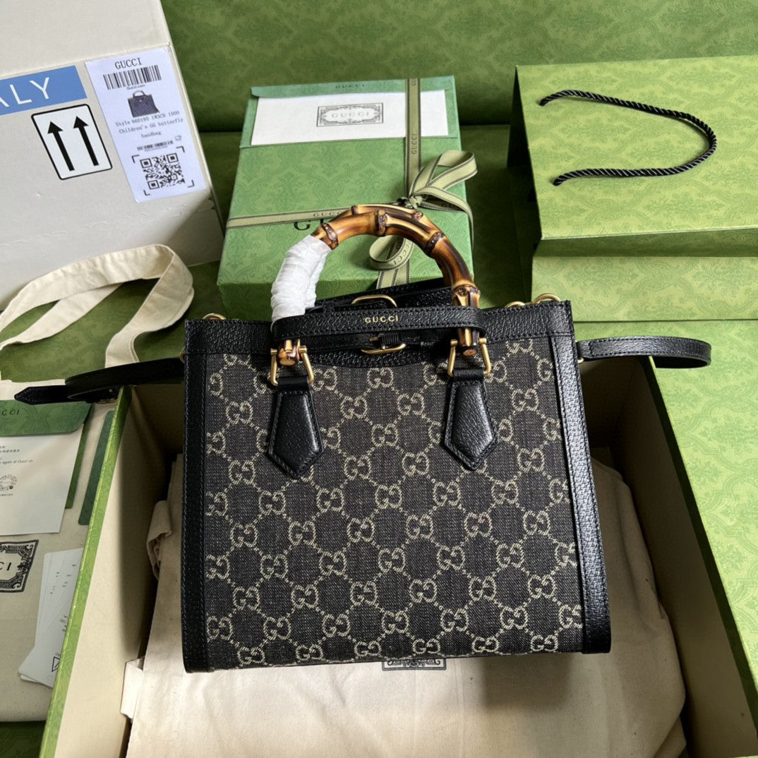 gg Diana 10in 27cm gg Black Small Tote Bag