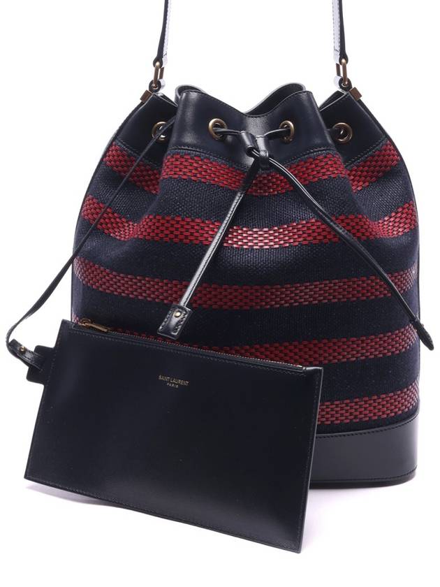 YSL Saint Laurent Saint Laurent Trending Braided Bag Marine Leather Canvas Bucket Bag