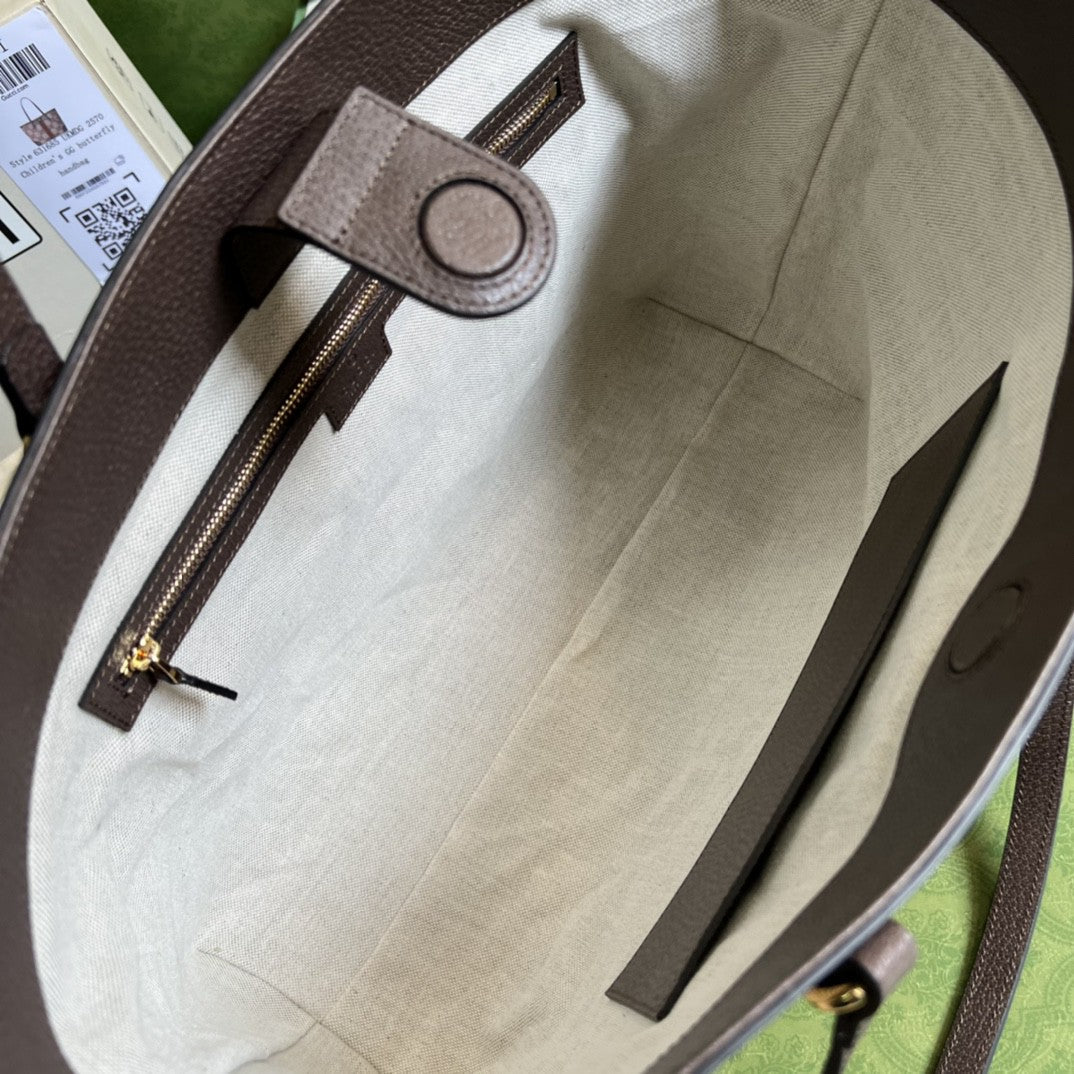 gg Ophidia Jumbo gg Camel Canvas Medium Tote Bag