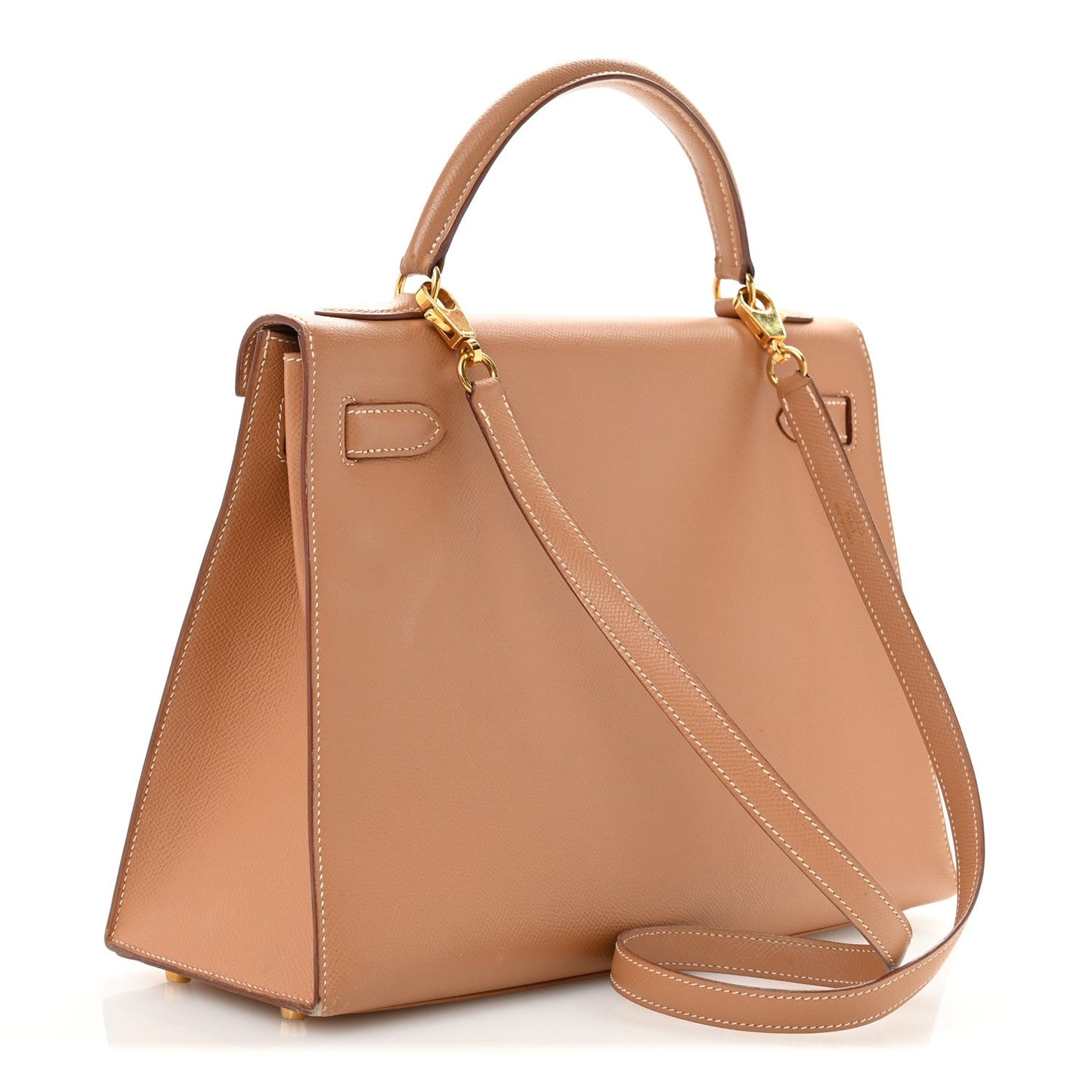 Hermes Courchevel Kelly Sellier Tabac Camel Handbag Travel Bag