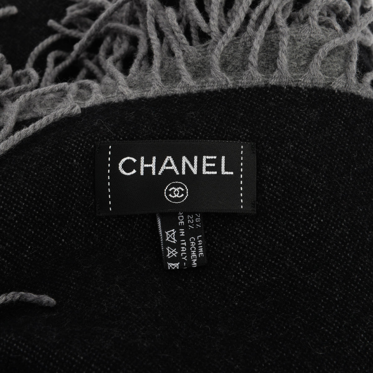 Chanel Black & Charcoal Wool Cashmere CC Throw Accessory