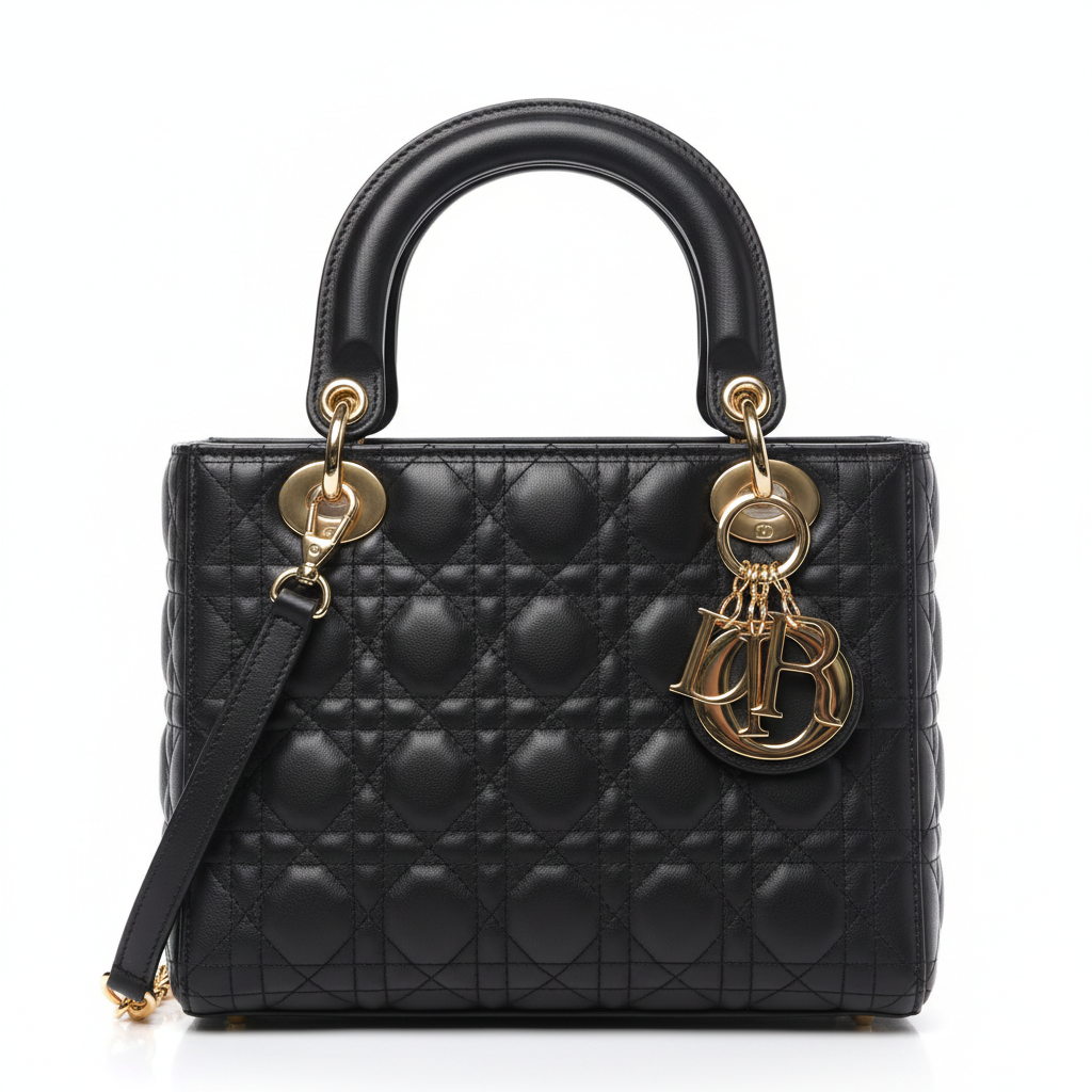 Dior ling Medium Shoulder Bag Leather Black