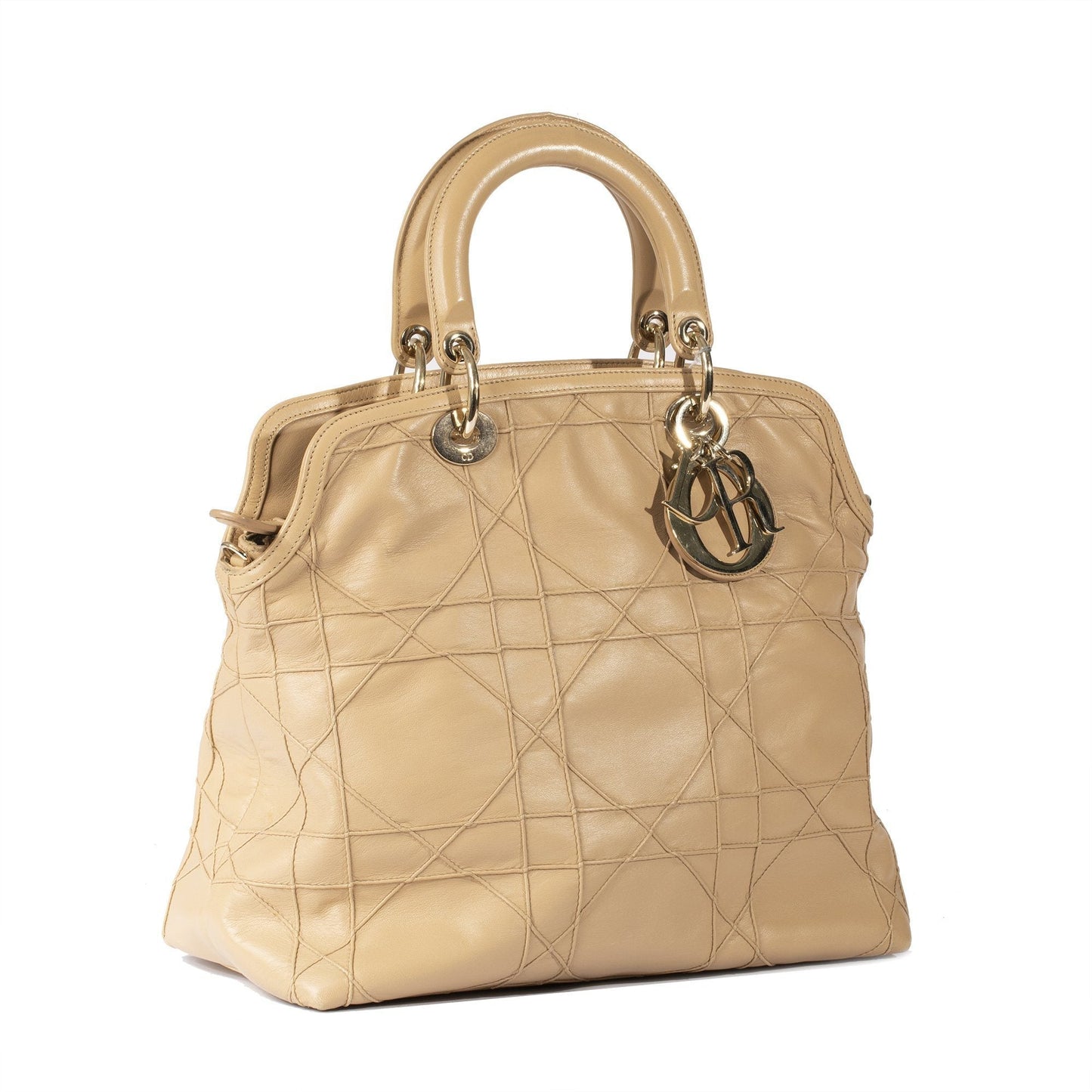 Dior Nude Cannage Lambskin Granville Handbag Leather Travel Bag