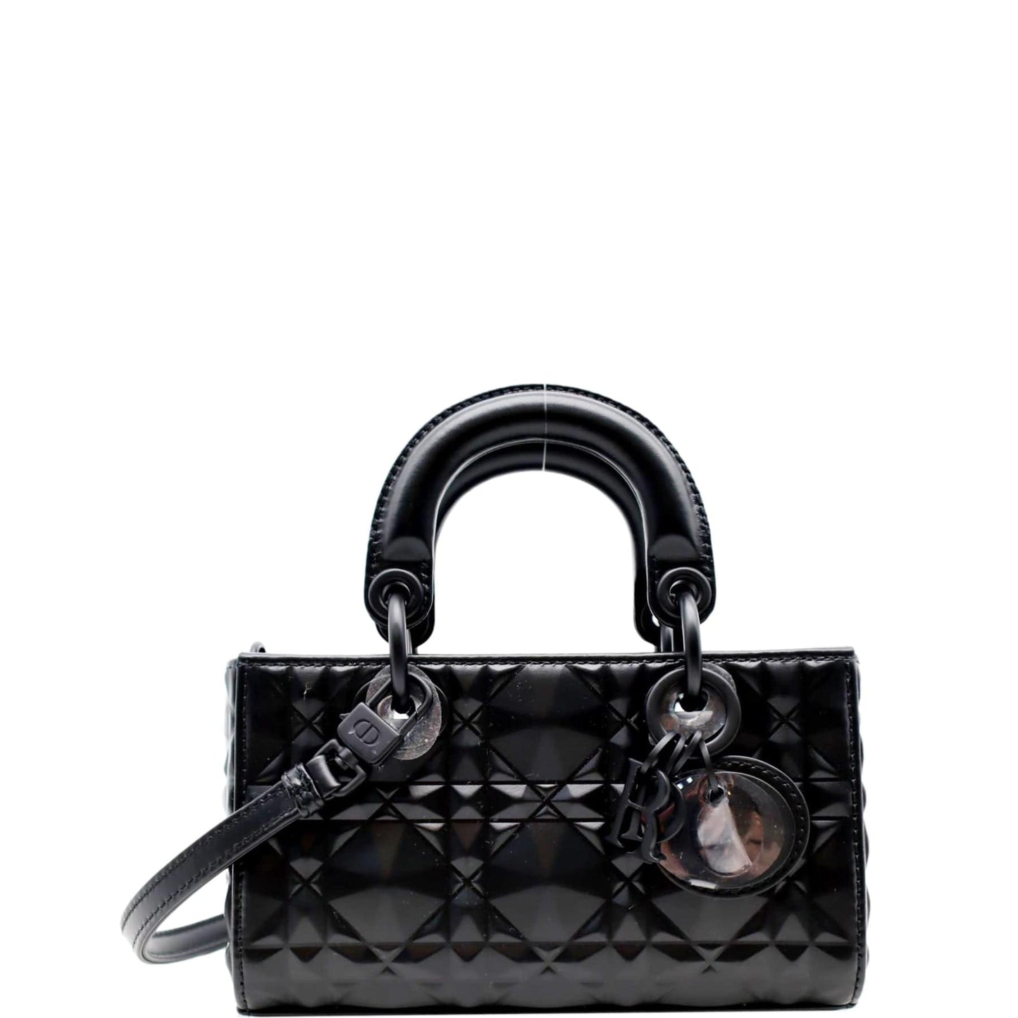 Dior Lady D-Joy Diamond Motif Shoulder Bag Black Chain