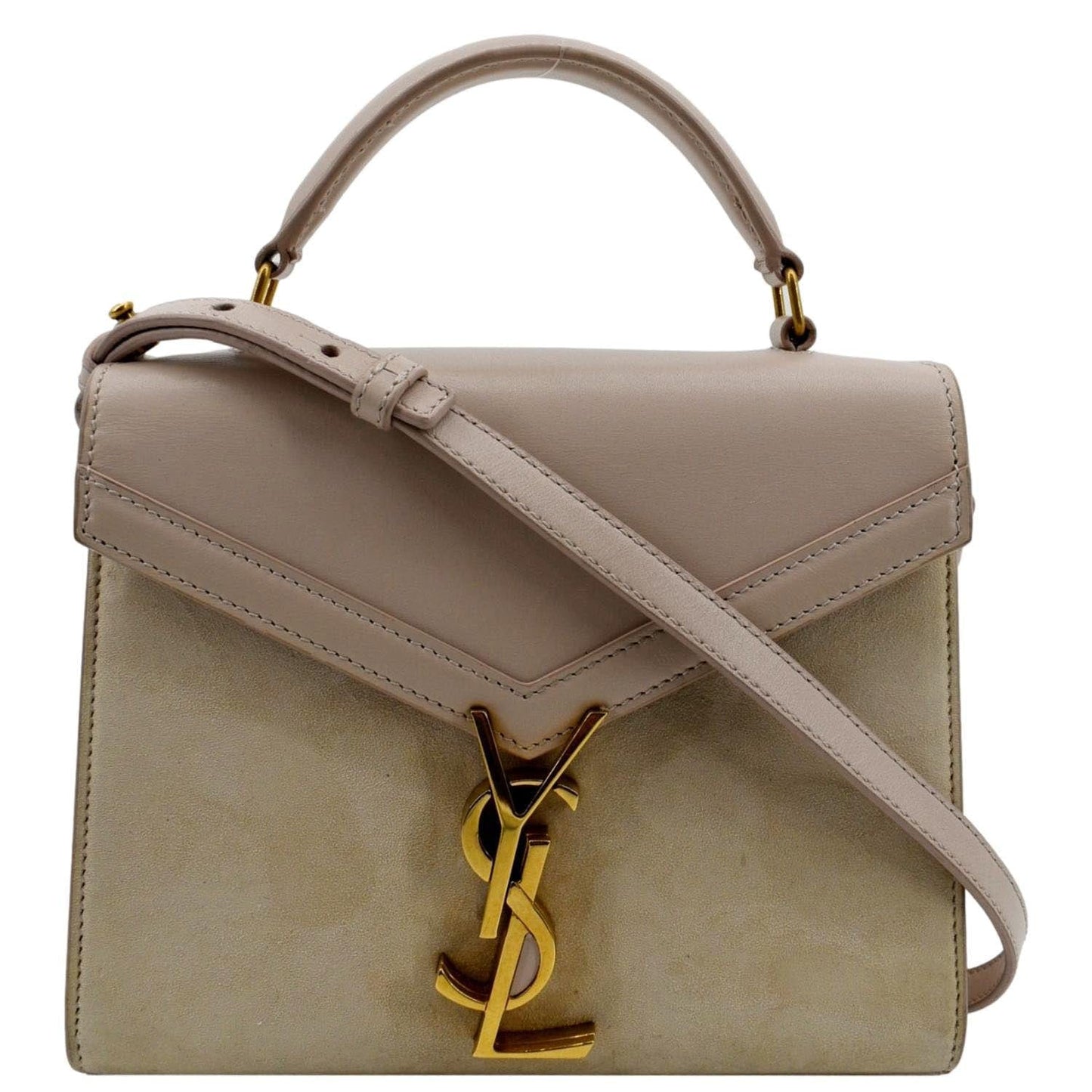 YSL Saint Laurent Yves Cassandra Calfskin Shoulder Bag Leather Cream Mini