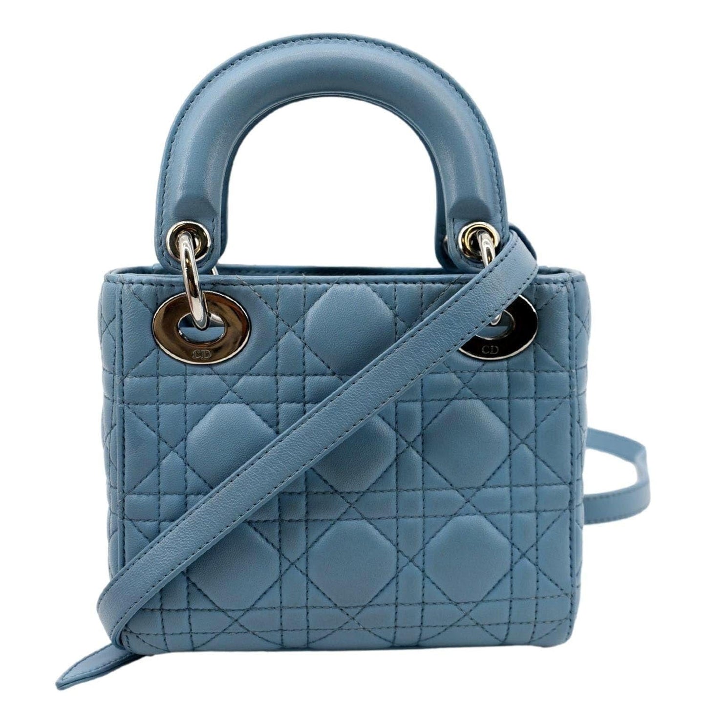 Dior Lady Cannage Lambskin Shoulder Bag Leather Blue