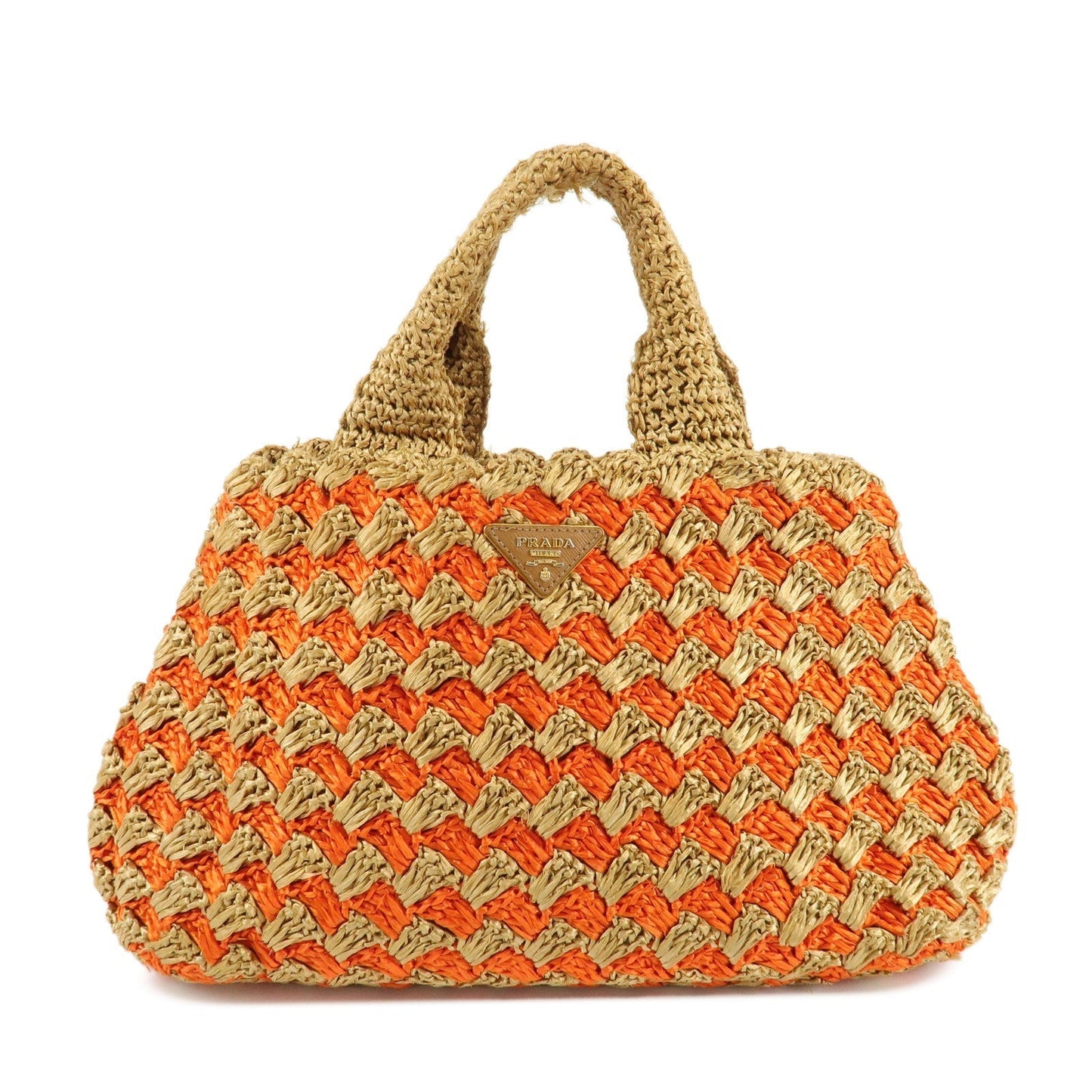 Tote Bag Triangl Braded Hand Bag d Beige Orange Logo