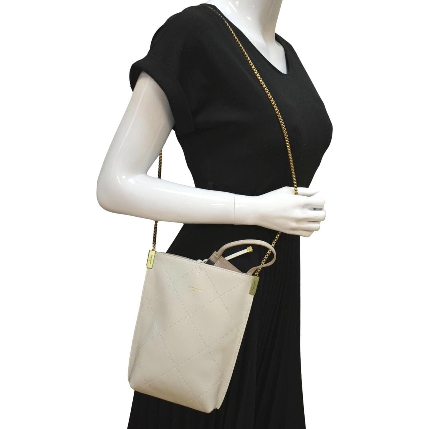YSL Saint Laurent Saint Suzanne Shoulder Bag Leather White