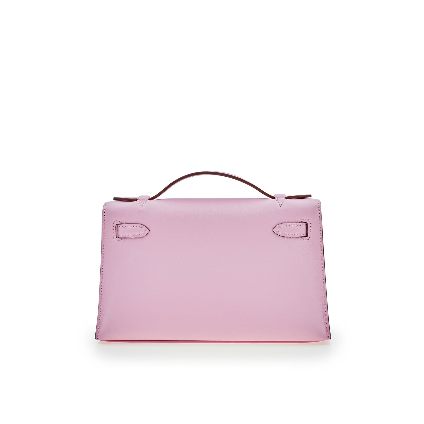 Hermes Luxury Kelly Pochette Mauve Sylvestre Swift Rose Gold Travel Bag