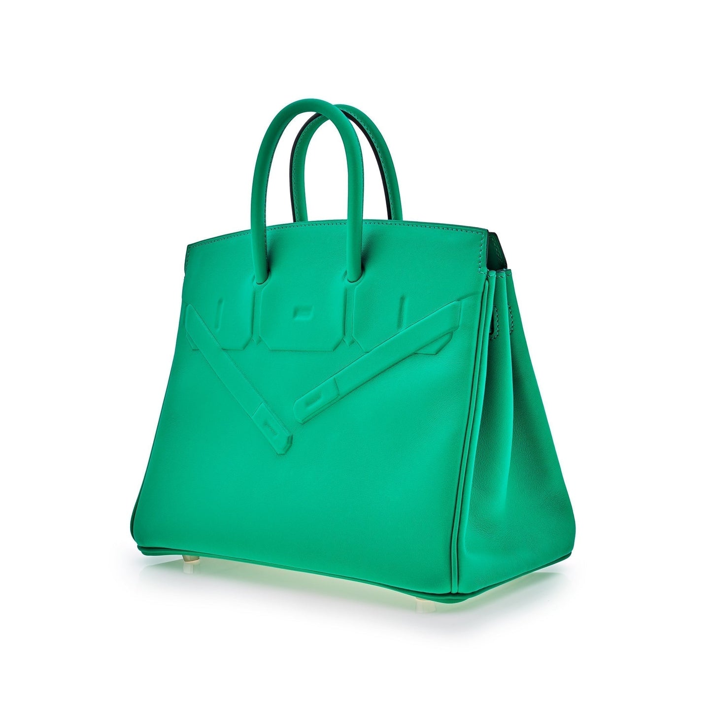 Hermes Luxury Birkin Shadow Bag Menthe Swift Leather Travel Bag