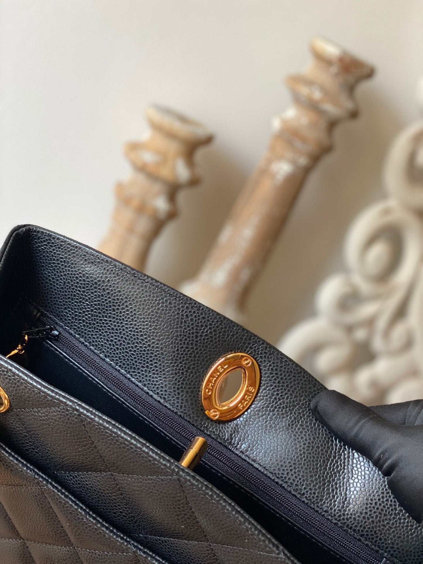 Chanel Metop Qualityum Caviar Tote Bag For Women Quilted Black