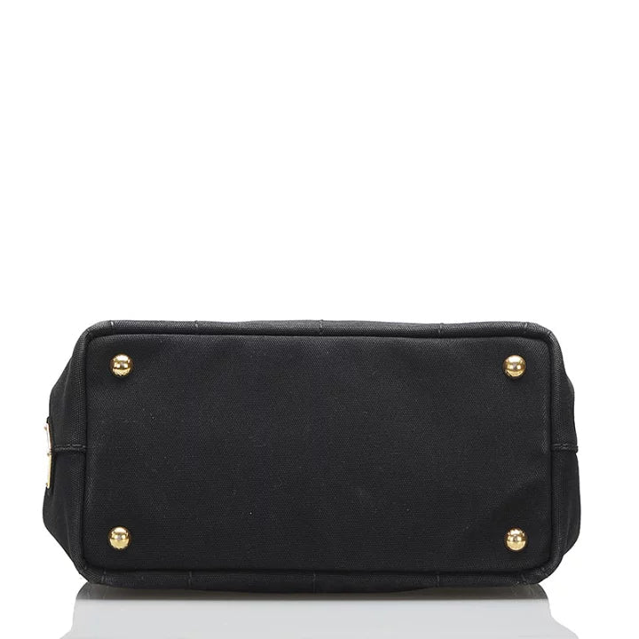 Prada Canapa Tote Bag Canvas Black Shoulder Bag