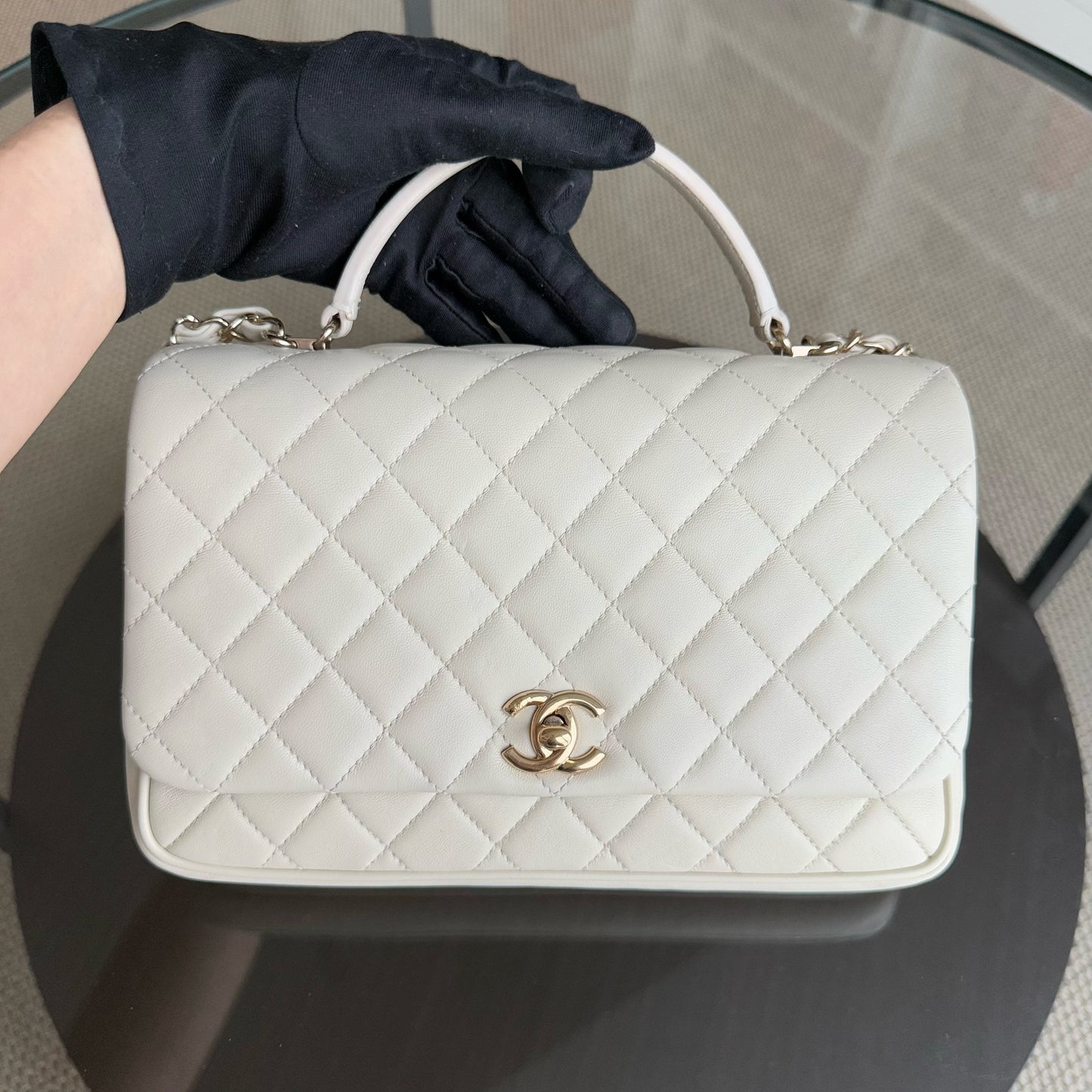 Chanel Citizen Chic Flap Bag - Medium Lambskin Quilted White Handbag