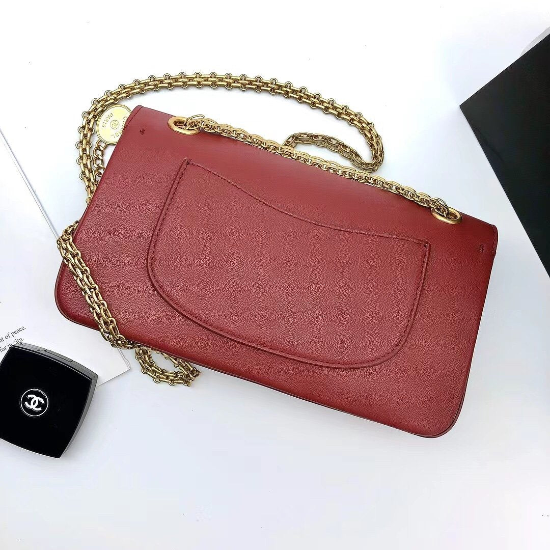 CHLMaroon Medallion Nude Reissue 2.55 Red Flap Handbag