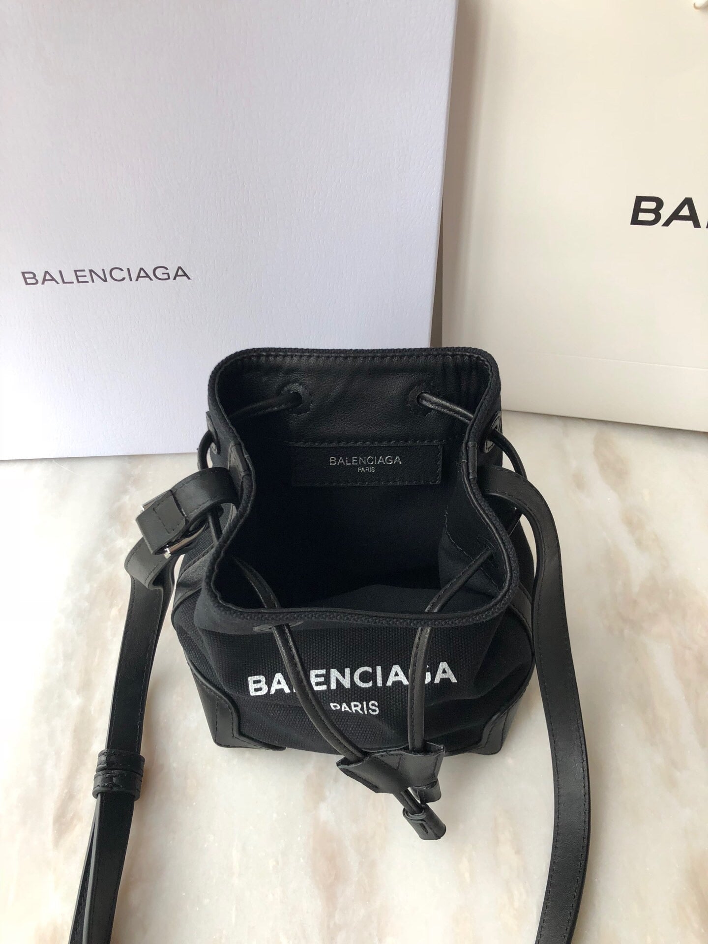 Top Quality Navy Cabas Linen Crossbody Bag Black