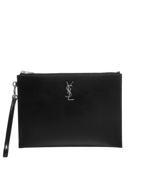 YSL Saint Laurent Saint Laurent Trending Men Ipad Holder In Leather Black Travel Bag Black 6676860Sx0E