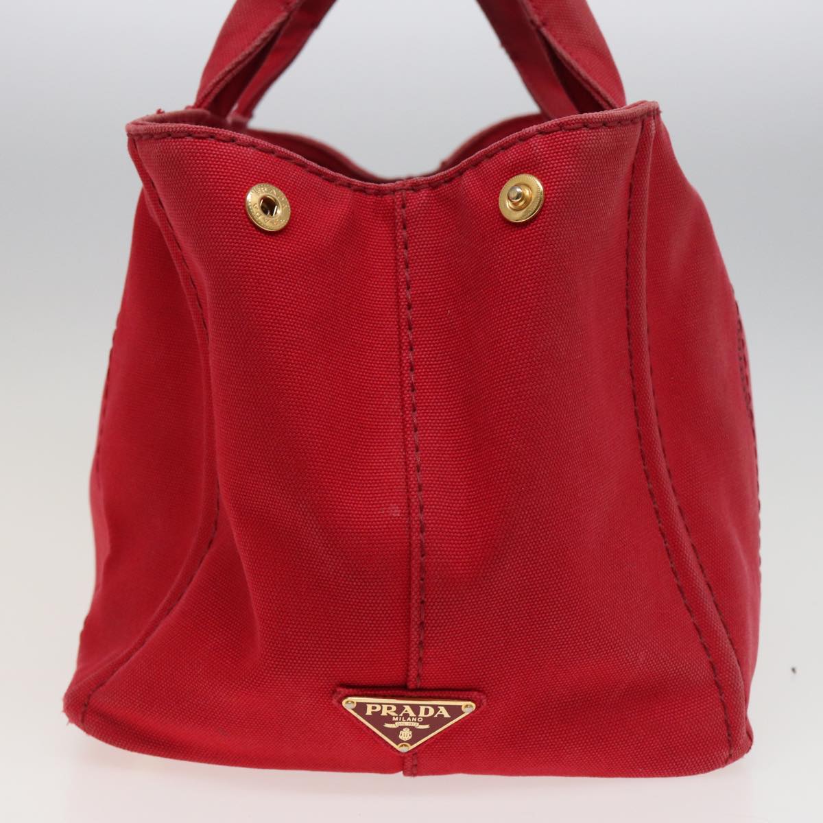 Prada Canapa Mm Hand Bag 2Way Auth Canvas Red Travel Bag