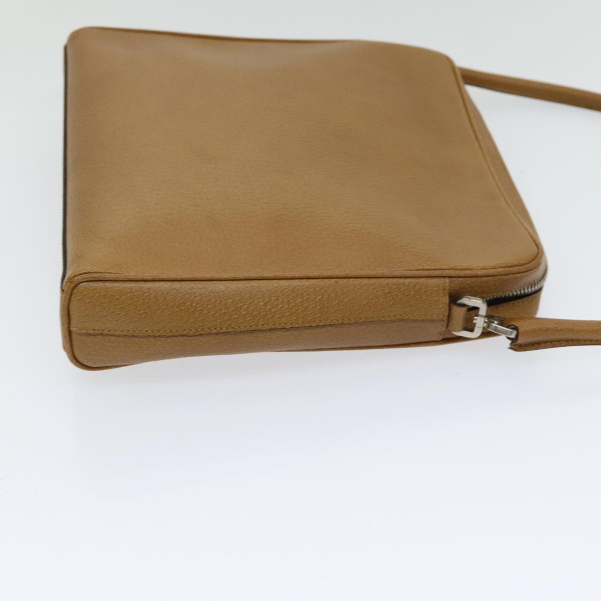 Prada Shoulder Bag Auth Leather Brown Silver