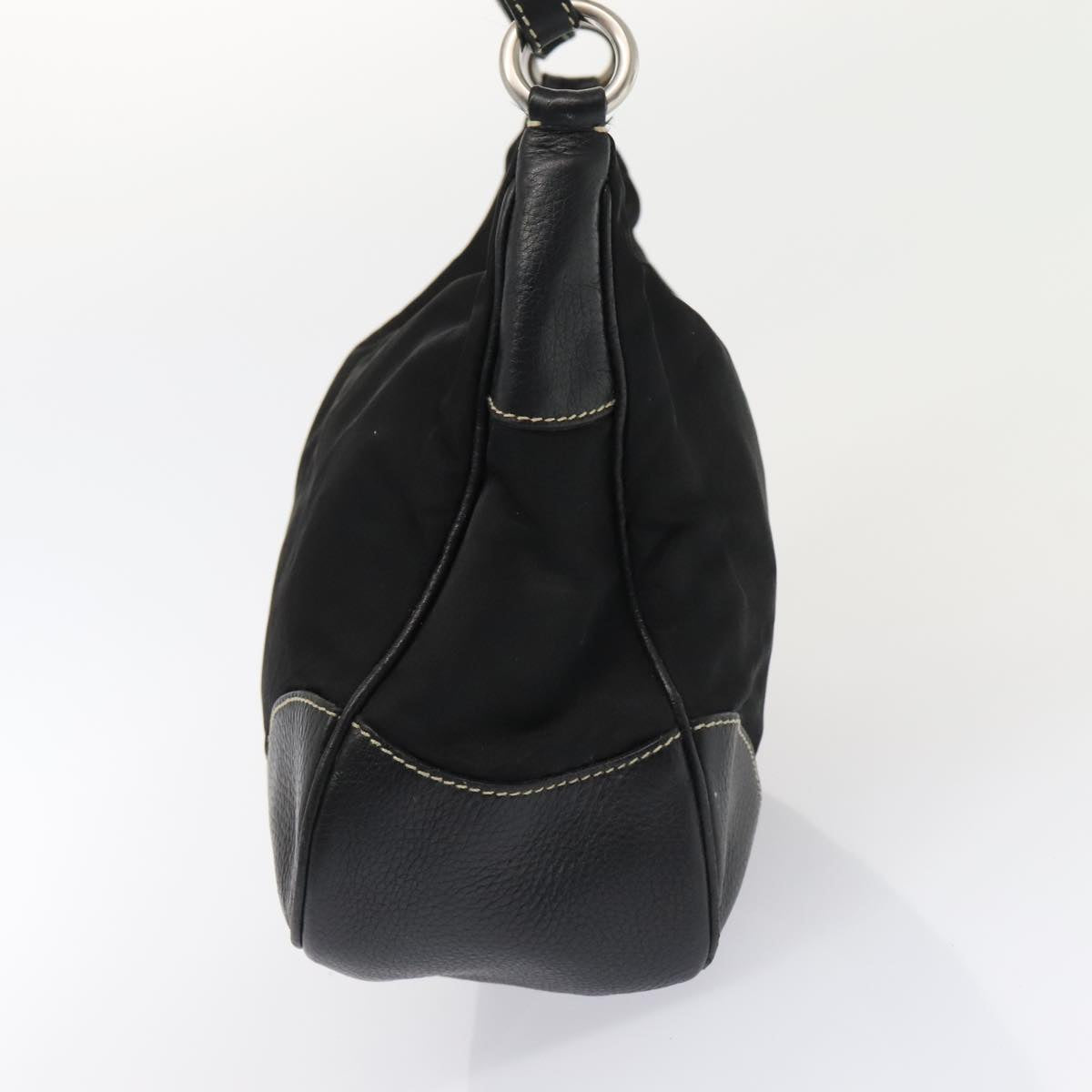 Prada Shoulder Bag Auth Nylon Black Silver Silver Auth Ep5537