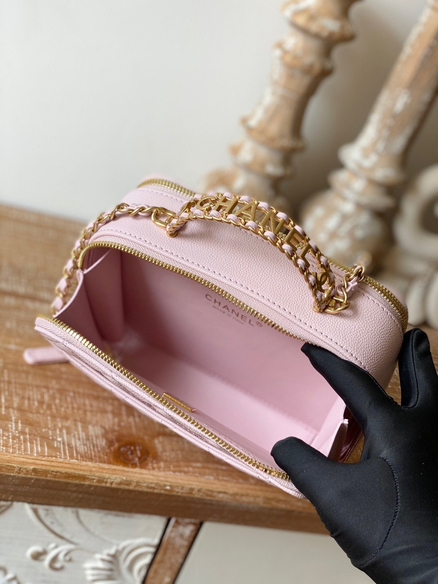 Chlsmall Vanity Case Hardware Light Pinike For Gold Shoulder Bag