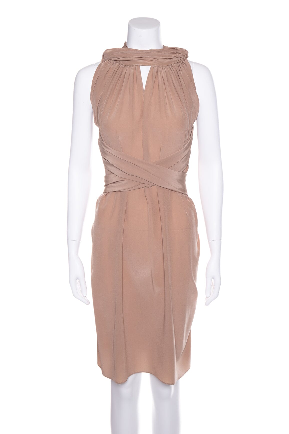 YSL Saint Laurent Taupe Silk Dress SZ N A Handbag