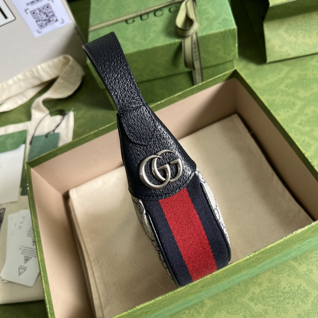 gg Ophidia gg Supreme Canvas Beige Blue Mini Bag