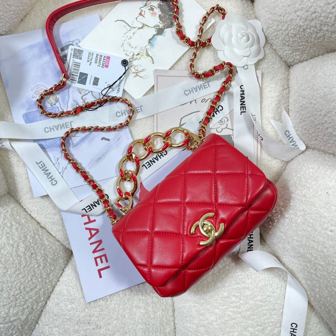 Chlmini Top Qualityap Bag Hardware For Women Red Gold Shoulder Bag