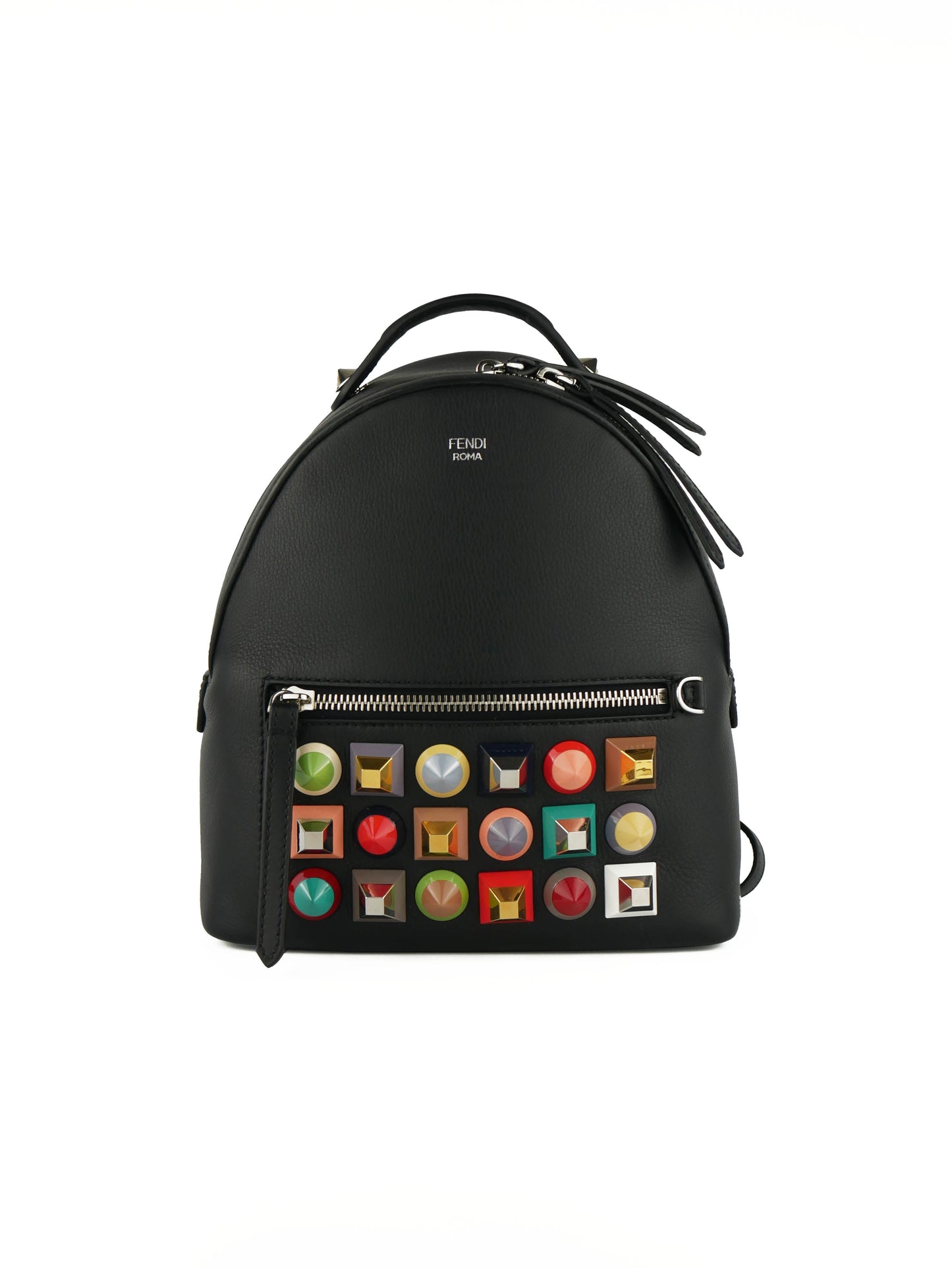 Fendi Backpack Pyramid Studded Black Mini