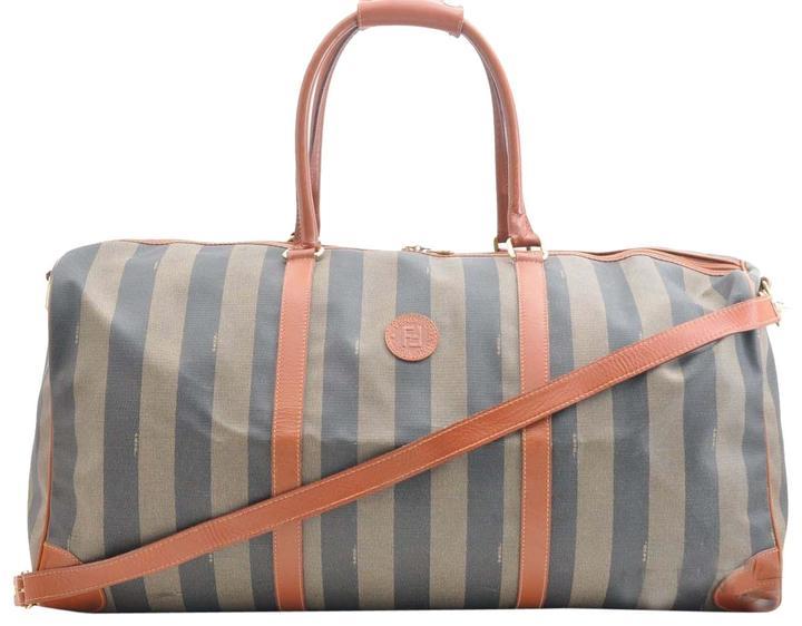 Fendi Pequin Boston Bag Pvc Brown Travel Bag