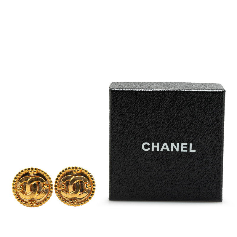 Gold Plated Coco Mark Round Earrings Jewelry Refined