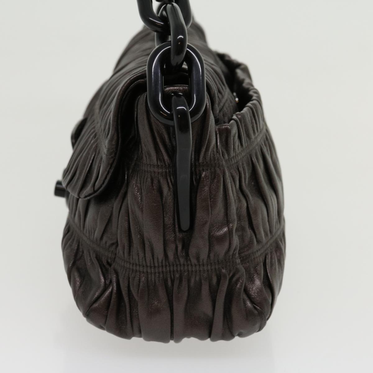 Prada Shoulder Bag Leather Brown Chain