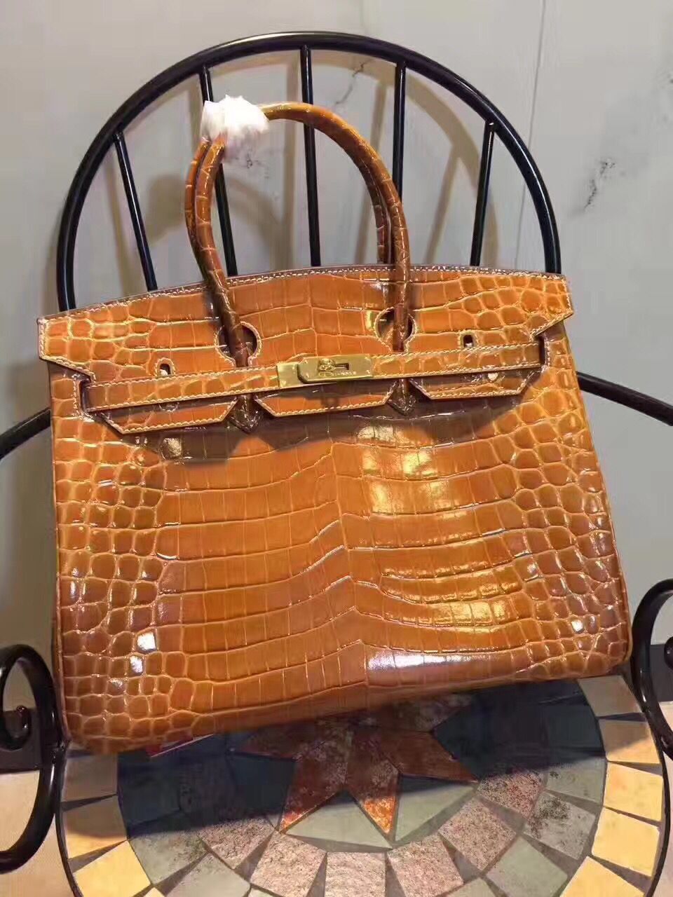 Hermes Luxury Birkin Cm Crocodile Handbag Leather Brown Travel Bag