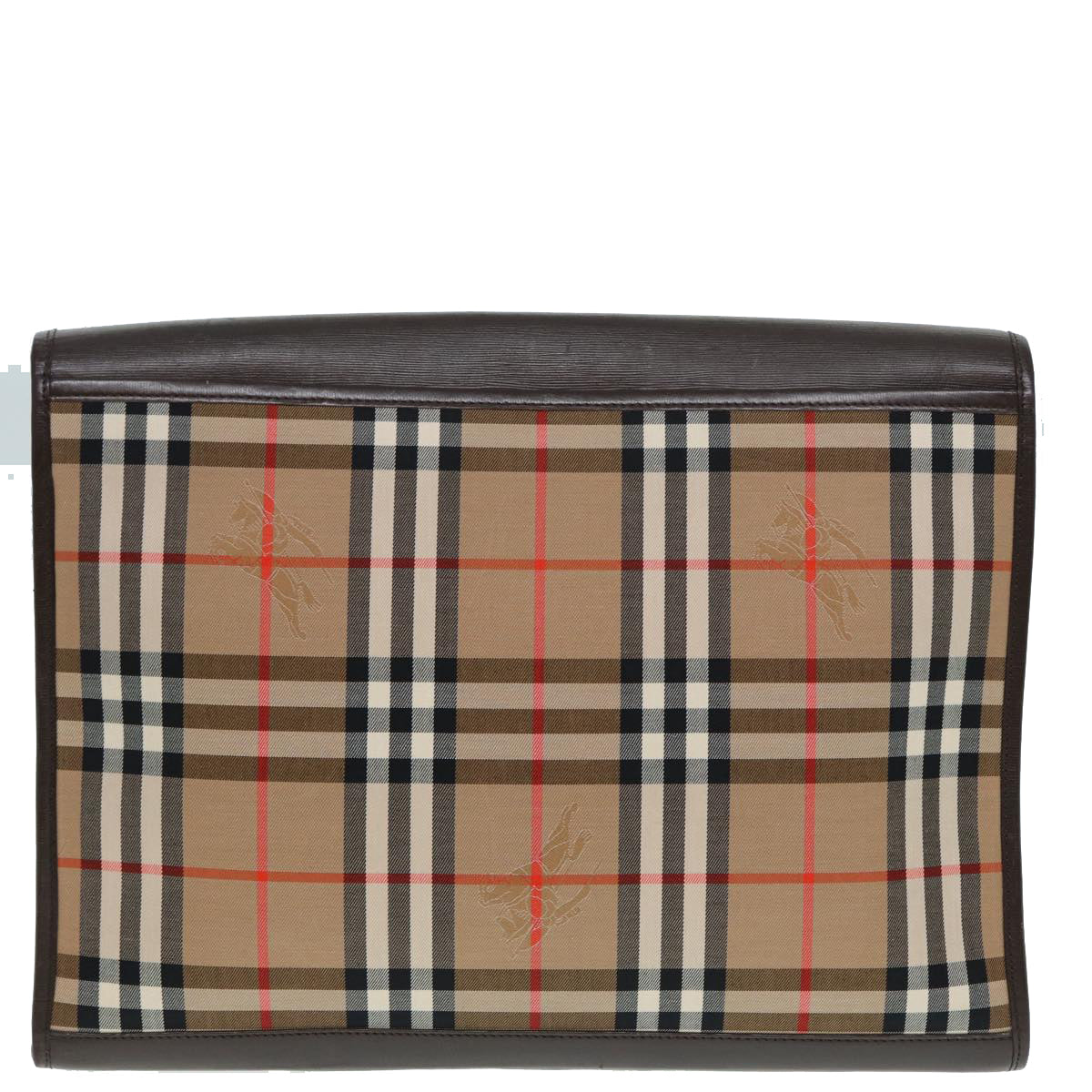 Burberry Luxury ss Nova Check Clutch Bag Auth Hk1568 Leather Canvas Brown