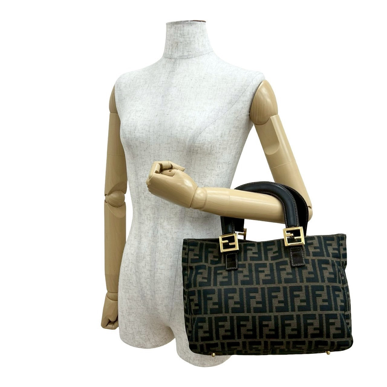 Fendi Zucca Handbag Leather Canvas Travel Bag Leather Handbag 3