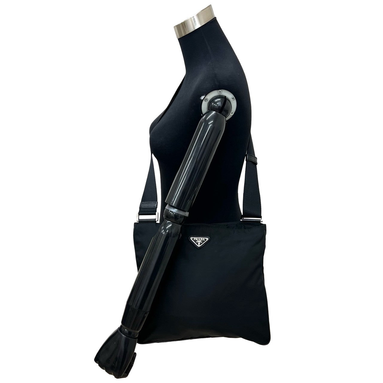 Prada Tessuto Shoulder Bag Leather Nylon Saffiano