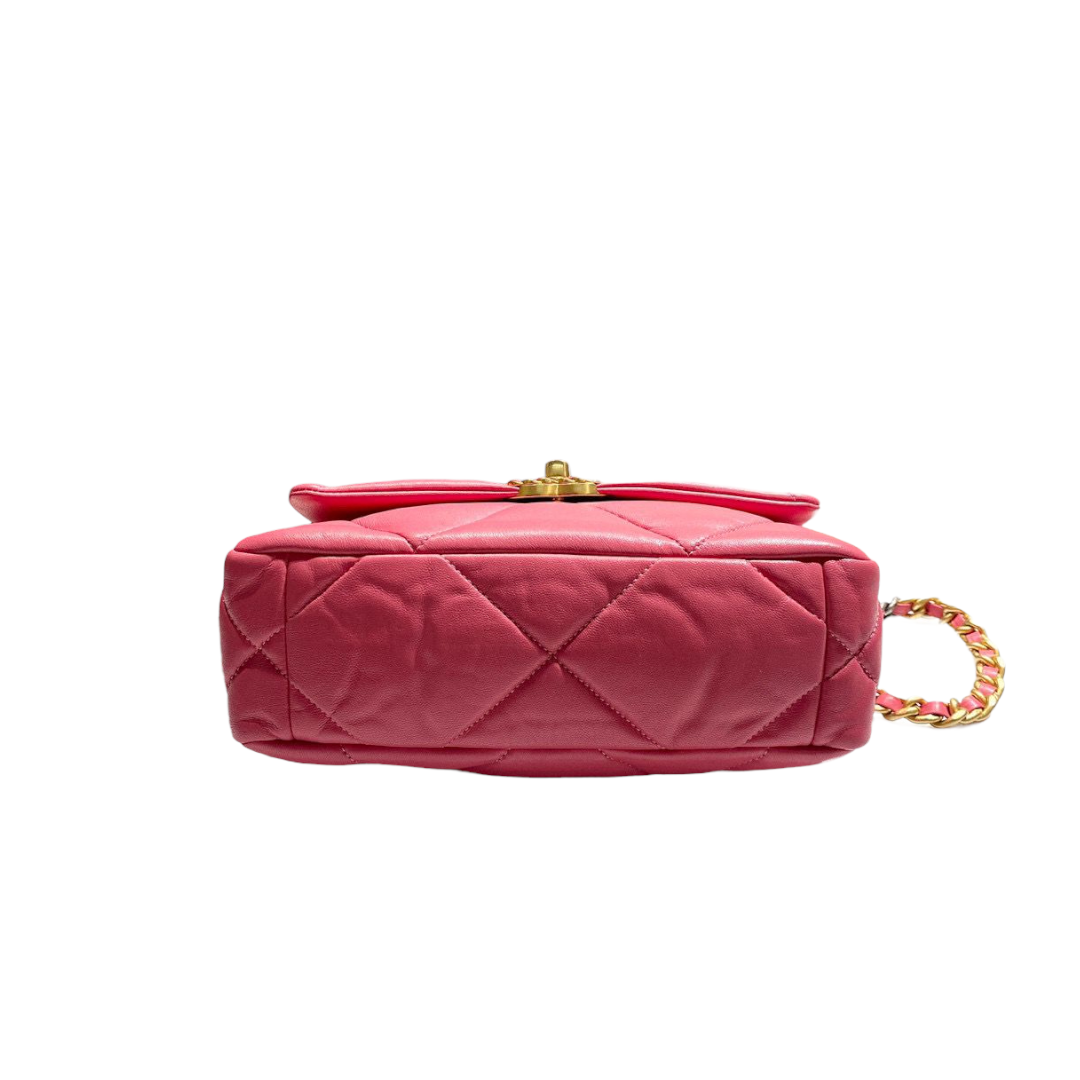 Chanel 19 Lambskin Mixed Hardware Handbag Leather Pink Shoulder Bag
