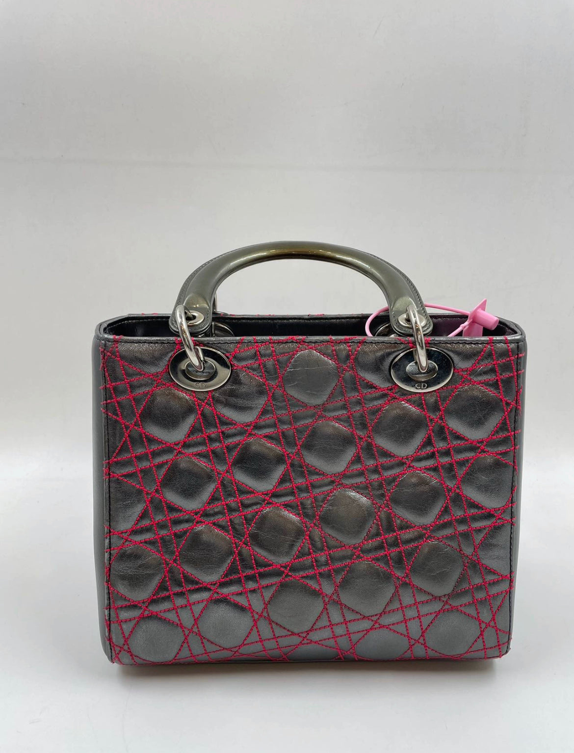 Dior Lady Gunmetal Grey Cannage Lambskin Limited Edition Medium Travel Bag